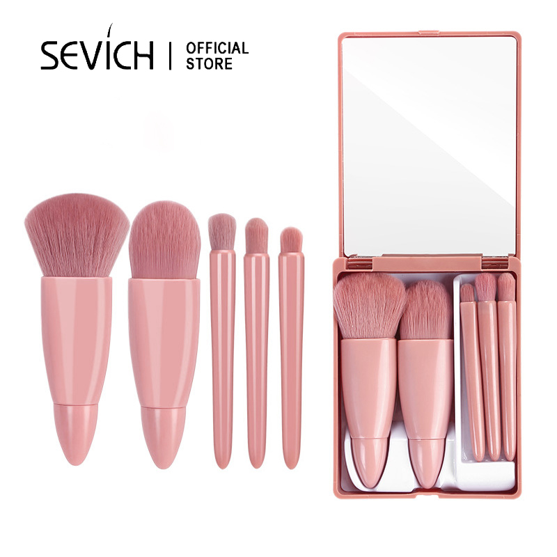 SEVICH Kuas Rias Makeup Brushes Portable Travel Foundation Blush Beauty Tool 5pcs