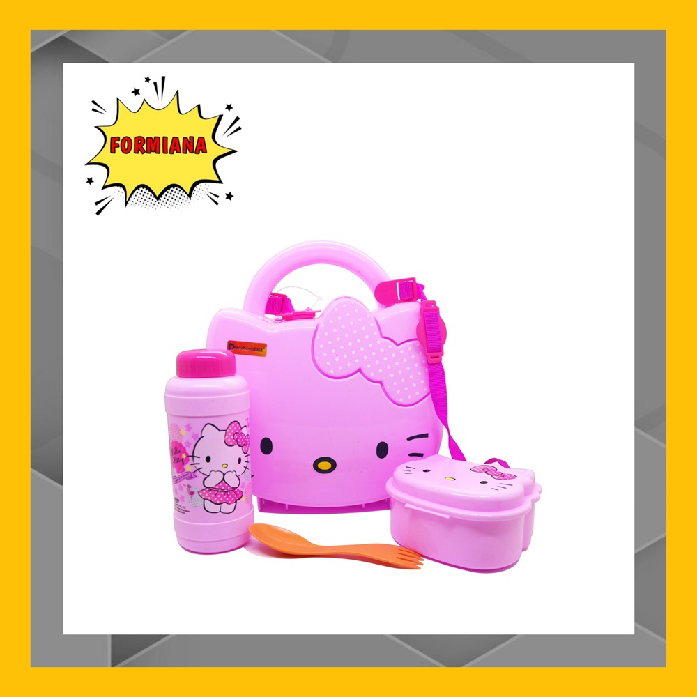 FM - Tempat Bekal Makan Set Hello Kitty Summer Cupid School Box Plus Tali