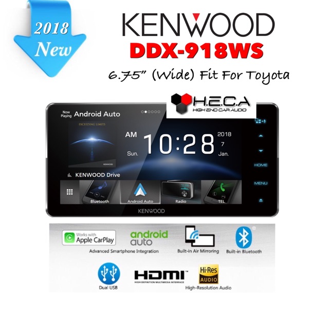 Kenwood DDX-918WS Head Unit Double Din Tape Mobil DDX918WS Audio DDX 918 WS Fit For TOYOTA Wide