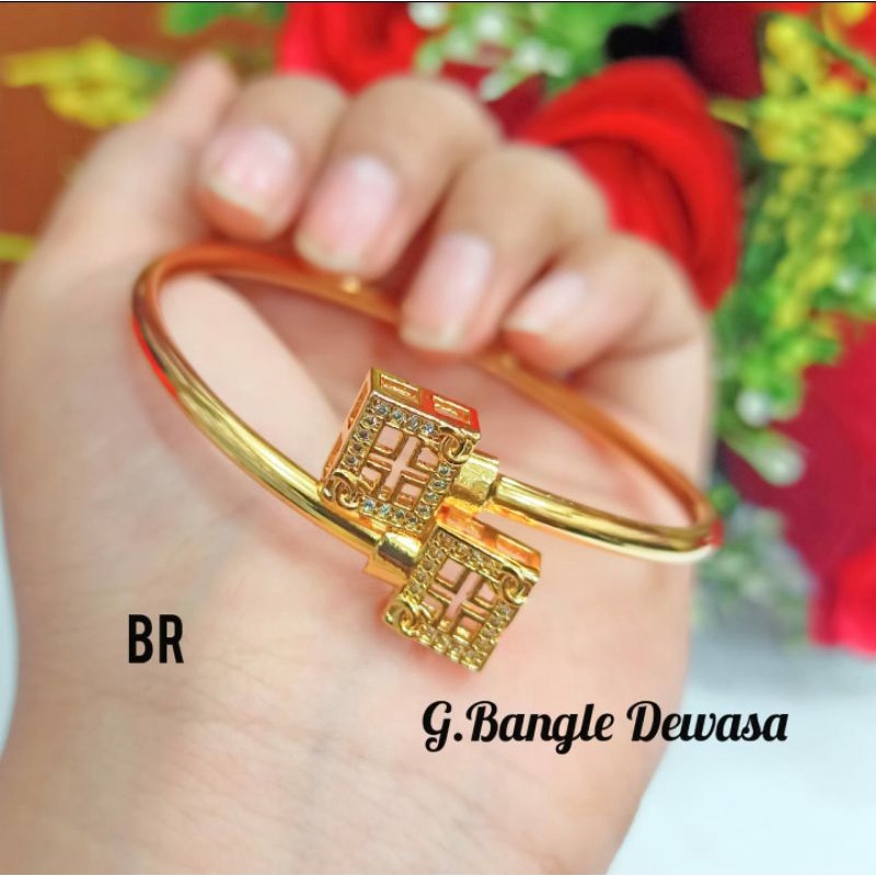 Gelang Bangle Dewasa Permata motif Remaja Simple Gold perhiasan wanita korea (COD)