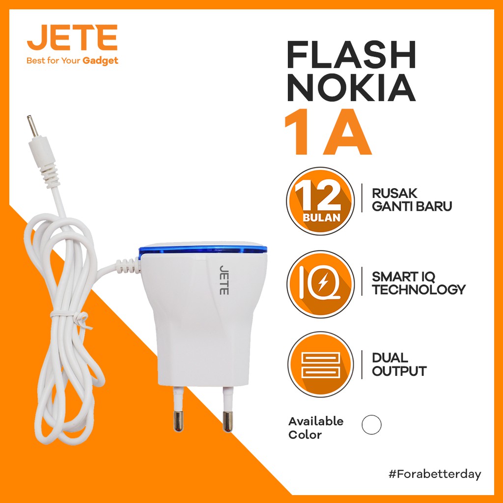 BATOK CHARGER RUMAH JETE FLASHZ NOKIA 1A GARANSI 1 TAHUN