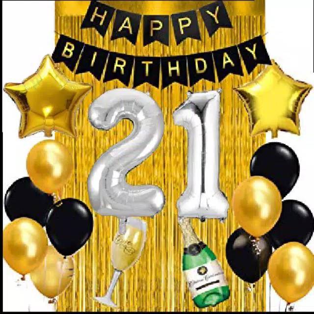 Paket set dekorasi balon ulang tahun black gold