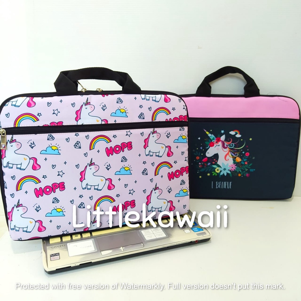 LK/Tas Laptop Case Unicorn Kantong Depan Mix 14 Inch