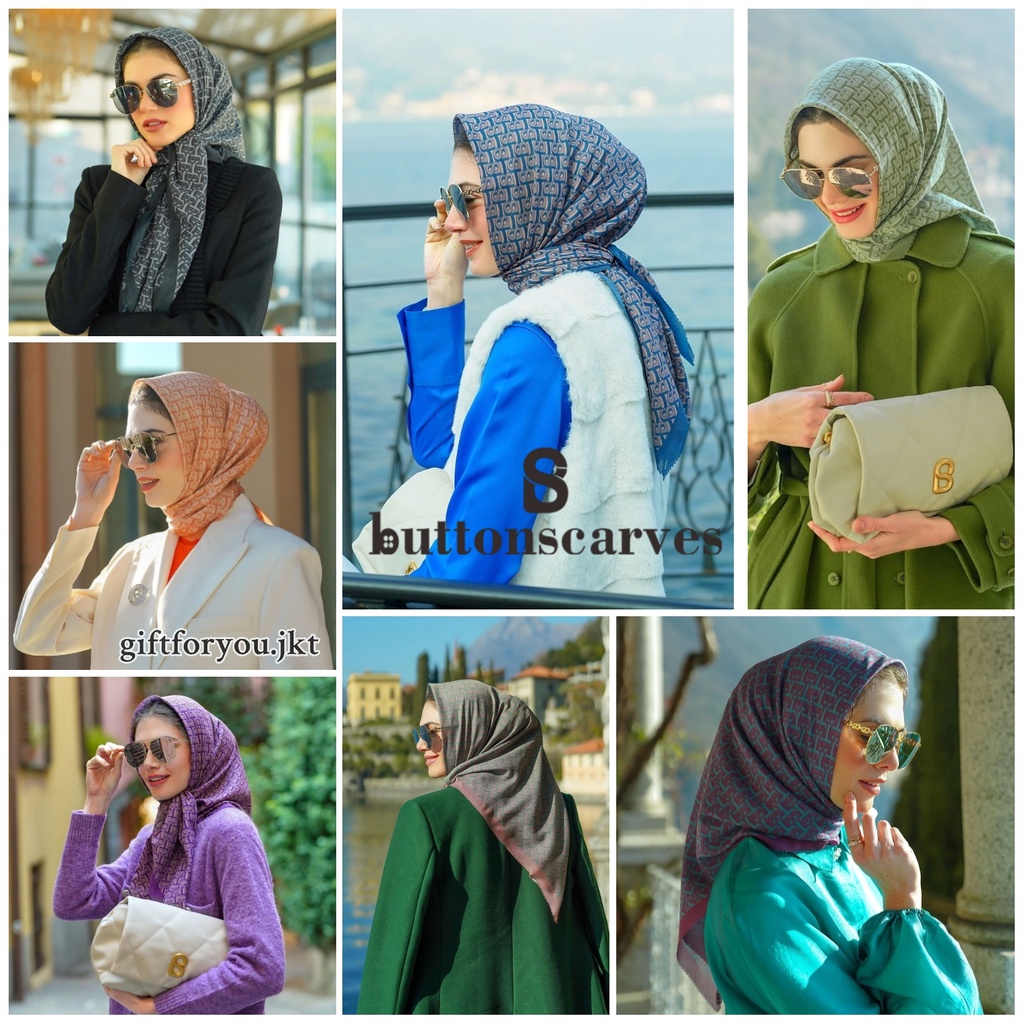 Hijab Buttonscarves The Bimu Voile Square Series Original Kerudung Voal Segi Empat Midnight Lolipop 