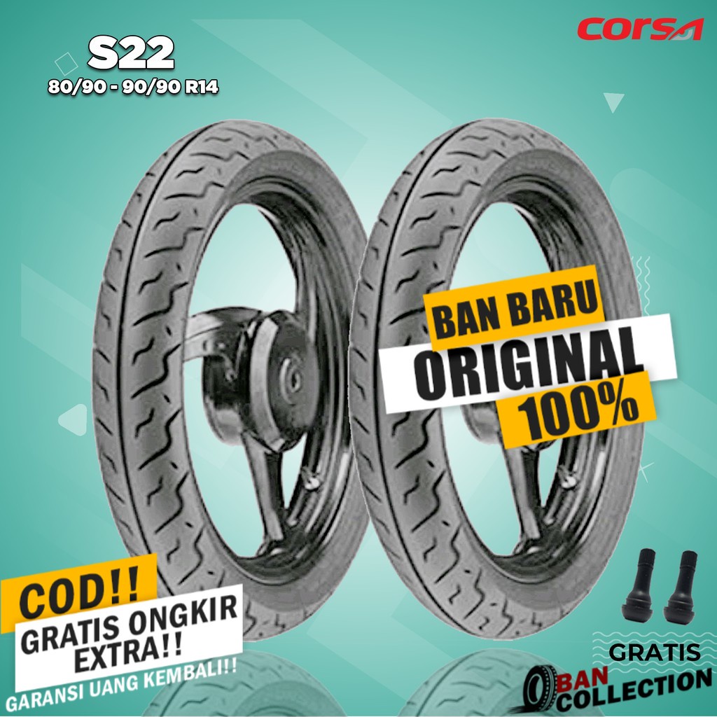 Paket Ban Motor Matic // CORSA S22 80/90 - 90/90 Ring 14 Tubeless ban motor matic tubles ring 14 ban