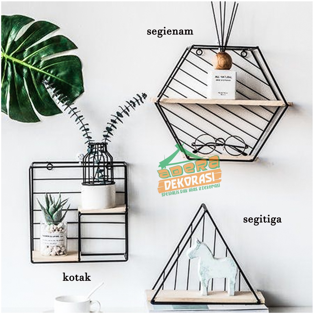 Rak dinding kotak segitiga segienam - Rak bunga - Hiasan dinding - Rak minimalis - Rak Buku