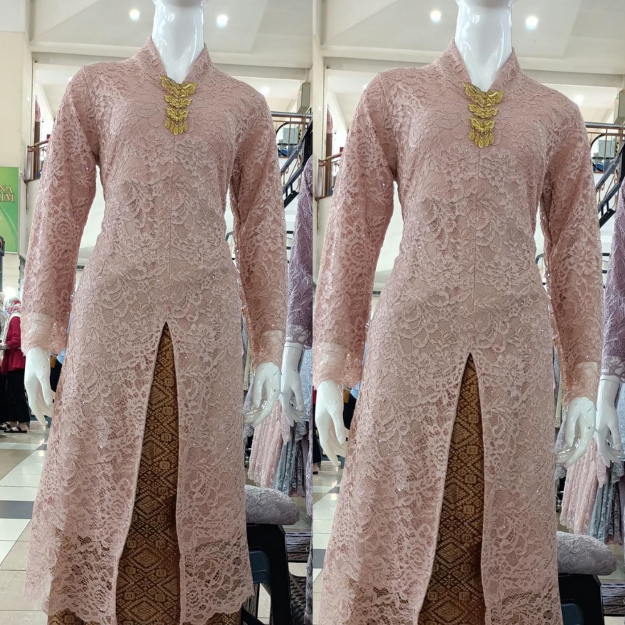 Satu setel kebaya moderen bahan tulle lengan panjang ukuran m l xl xxl-5