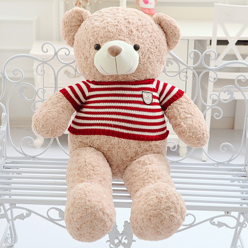 boneka teddy bear sweater mewah 55cm stripe teddy beruang import lembut