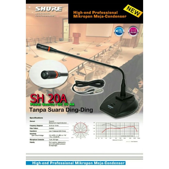 Mic Meja Podium Kabel Shure SH-20A
