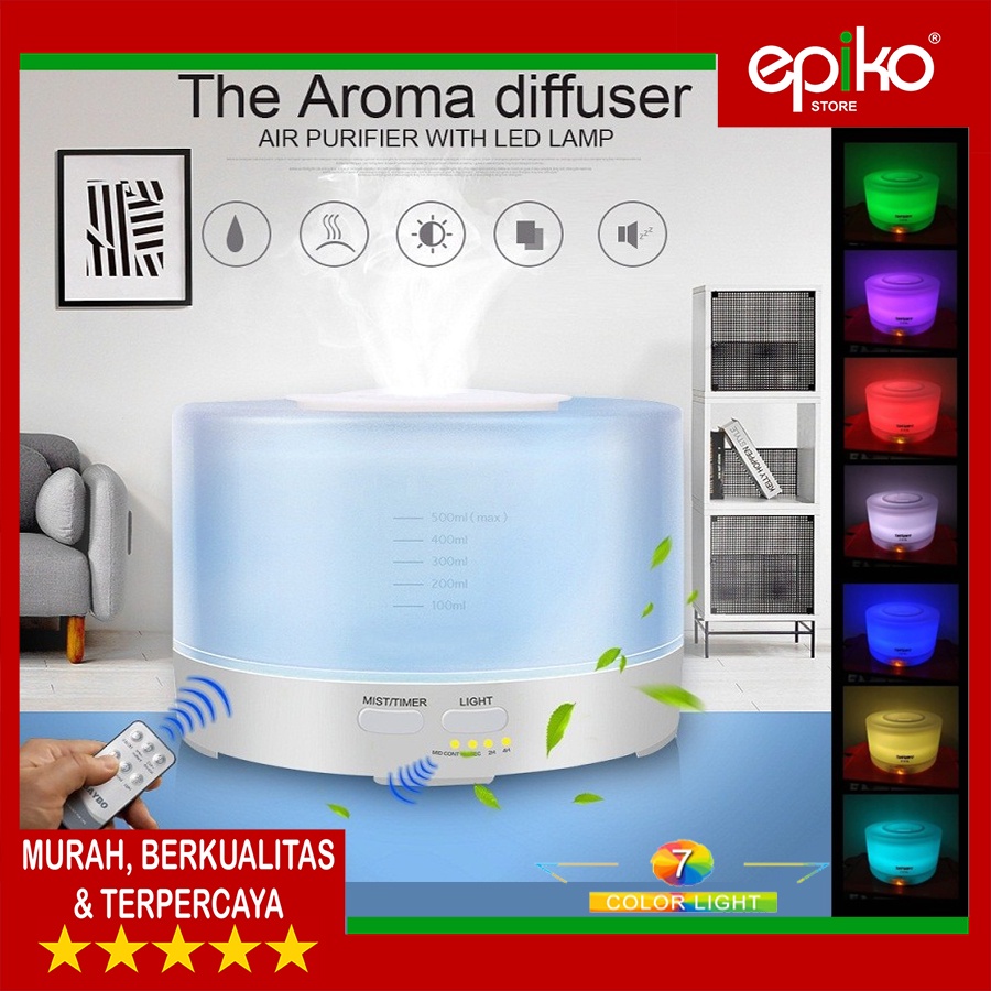 Air Humidifier Diffuser 500 ml 7 Warna + Remot Control - Aromaterapi