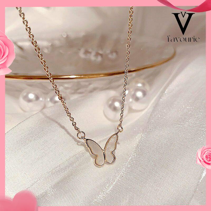 [COD]Korea Kalung Kupu-kupu Manis Warna Kalung Fashion Liar Necklace-FA