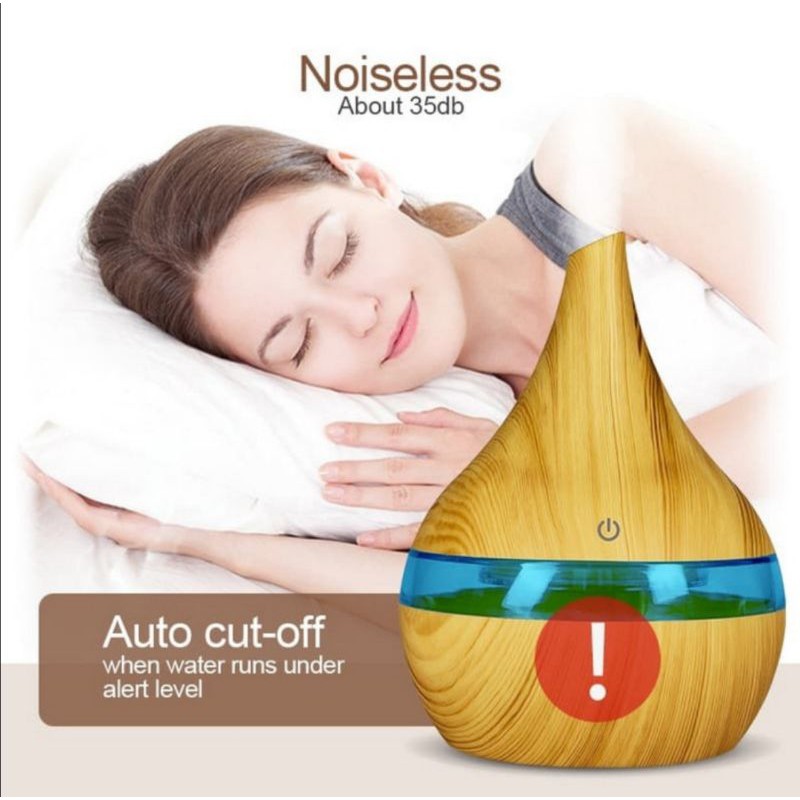 Ultrasonic Air Humidifier Aromatherapy Wood Grain 300 ml coklat muda harga promo