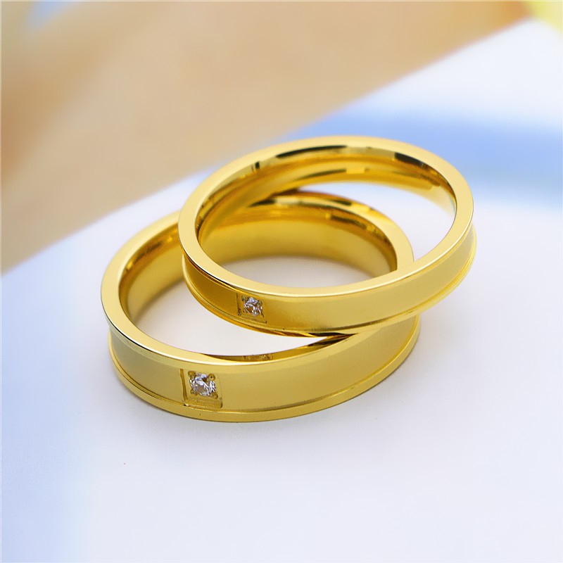 [BEST SELLER] Cincin Couple titanium  C062 / Tunangan / Nikah / Kawin Titanium Anti Karat Mata Satu