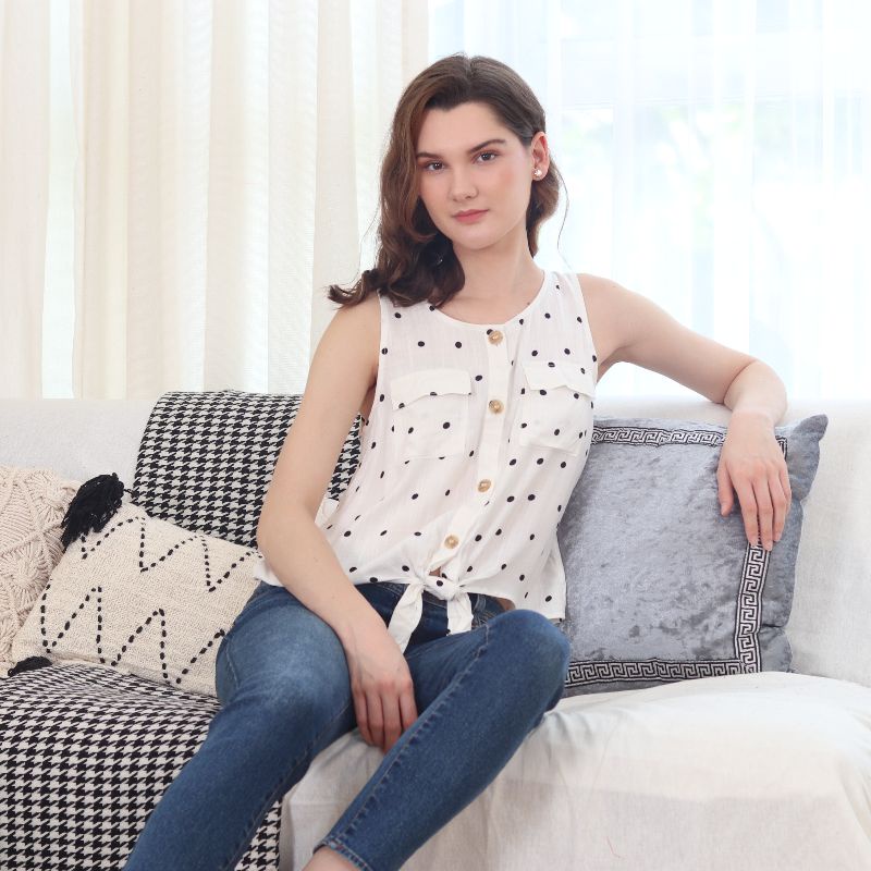 BLOUSE ATASAN WANITA POLKADOT BRANDED TERMURAH