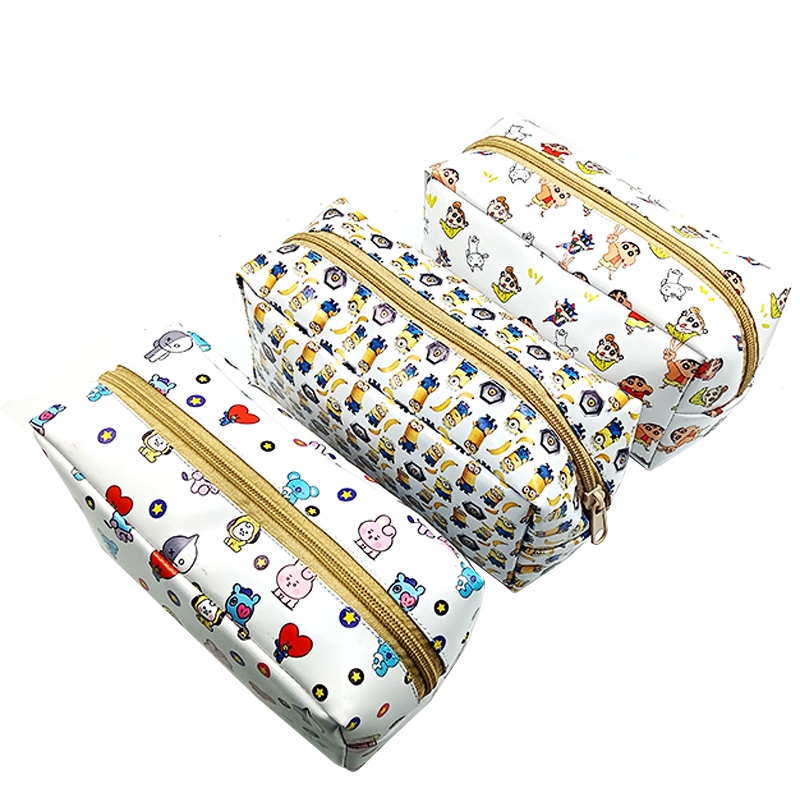 Travel Pouch Bag  Dompet Tas Kunci Mobil Tas Kosmetik Motif BT21 Shinchan Minion