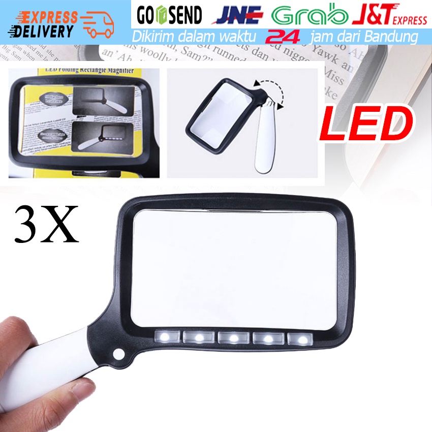 

3X Kaca Pembesar Dengan Lampu 5 LED Pembesar Huruf Terang Alat Bantu Baca Lihat Magnifying Glass Magnifier
