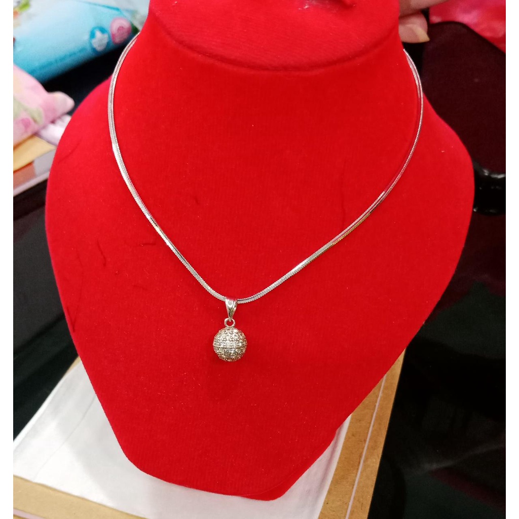 KALUNG CASANDRA FLEXI LIONTIN BOLA MP WANITA PERAK ASLI 925