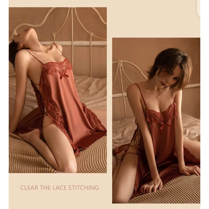 Sexy Lingerie babydoll baju tidur seksi lingerie wanita / sleepwear wanita-COKLAT