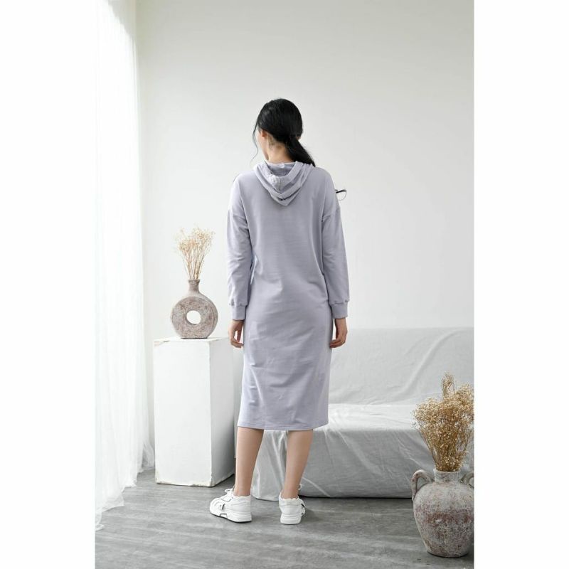 BAJU PANJANG DRESS HOODIE WANITA BAHAN KAOS CALLIE HOODIE