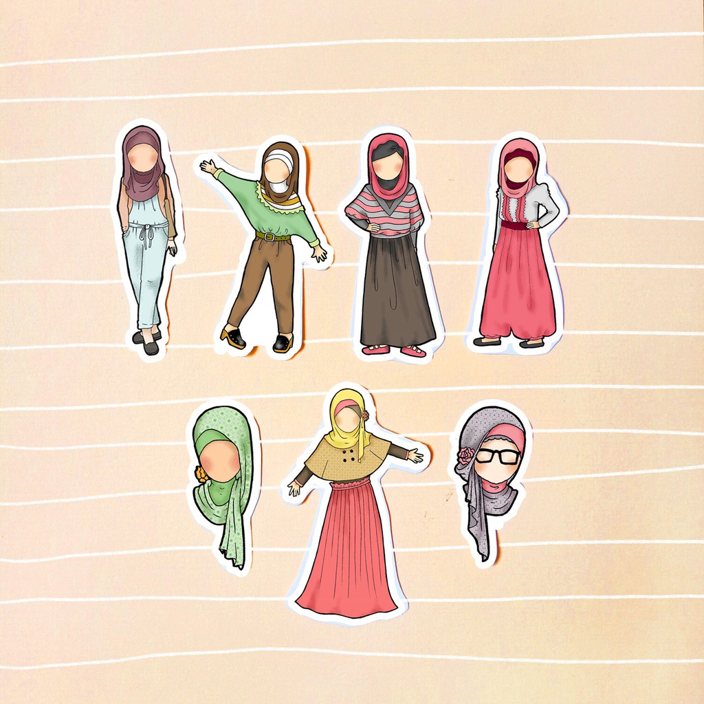 

Hijabers Sticker Waterproof set of 7