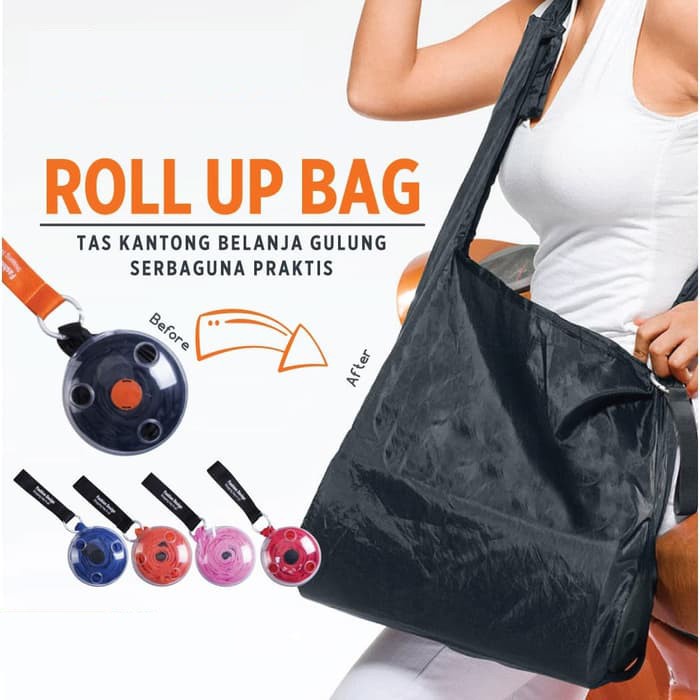 Shopping Bag Roll Up / Tas Kantong Belanja Gulung Reusable Roll Up / Tas Belanja Lipat Eco Friendly