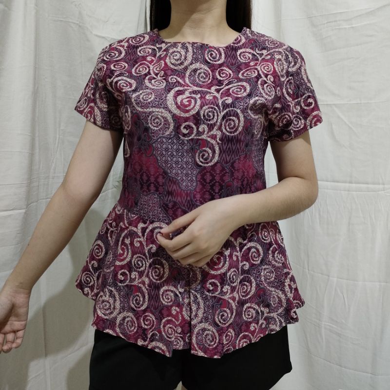 atasan batik wanita,atasan batik murah,baju batik cewek,baju batik murah,batik leher bulat,atasan ba