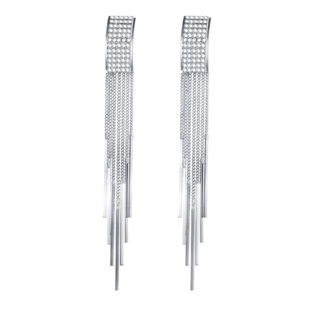 Hu Hu Hu Hu Hu Alat Bantu Pasang Kacamata♡ Anting Tusuk Gantung Panjang Hias Berlian Imitasi Untuk Wanita