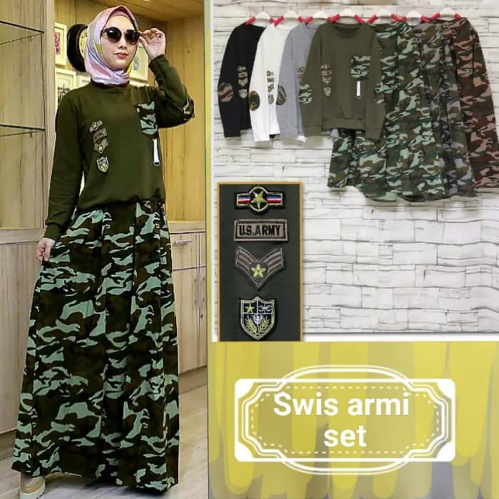 Dijual SWISS ARMY SET BD   baju setelan wanita   baju muslim   blouse   rok Murah