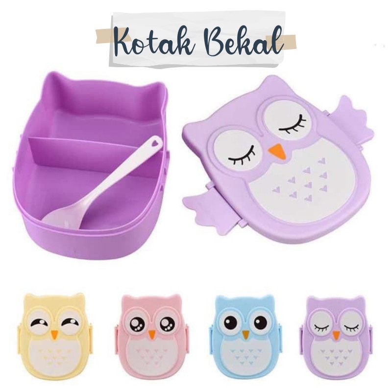 BELLA - KOTAK BEKAL ANAK MOTIF OWL | LUNCH BOX | TEMPAT MAKAN ANAK KARAKTER BURUNG HANTU LUCU