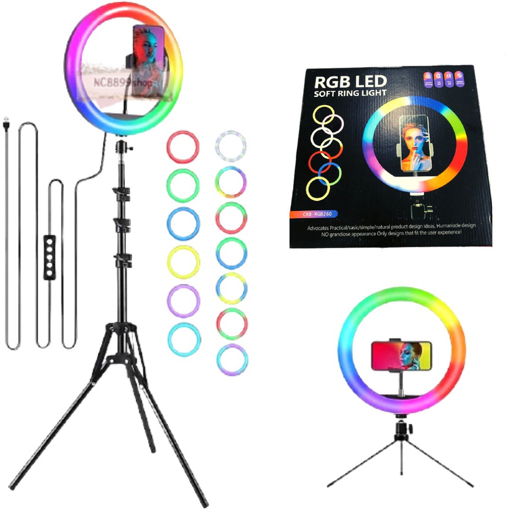 Soft Ring Light RGB LED MJ20 26cm (10 inch) + Tripod 55cm / 1.1M / 1.6M / 2.1M