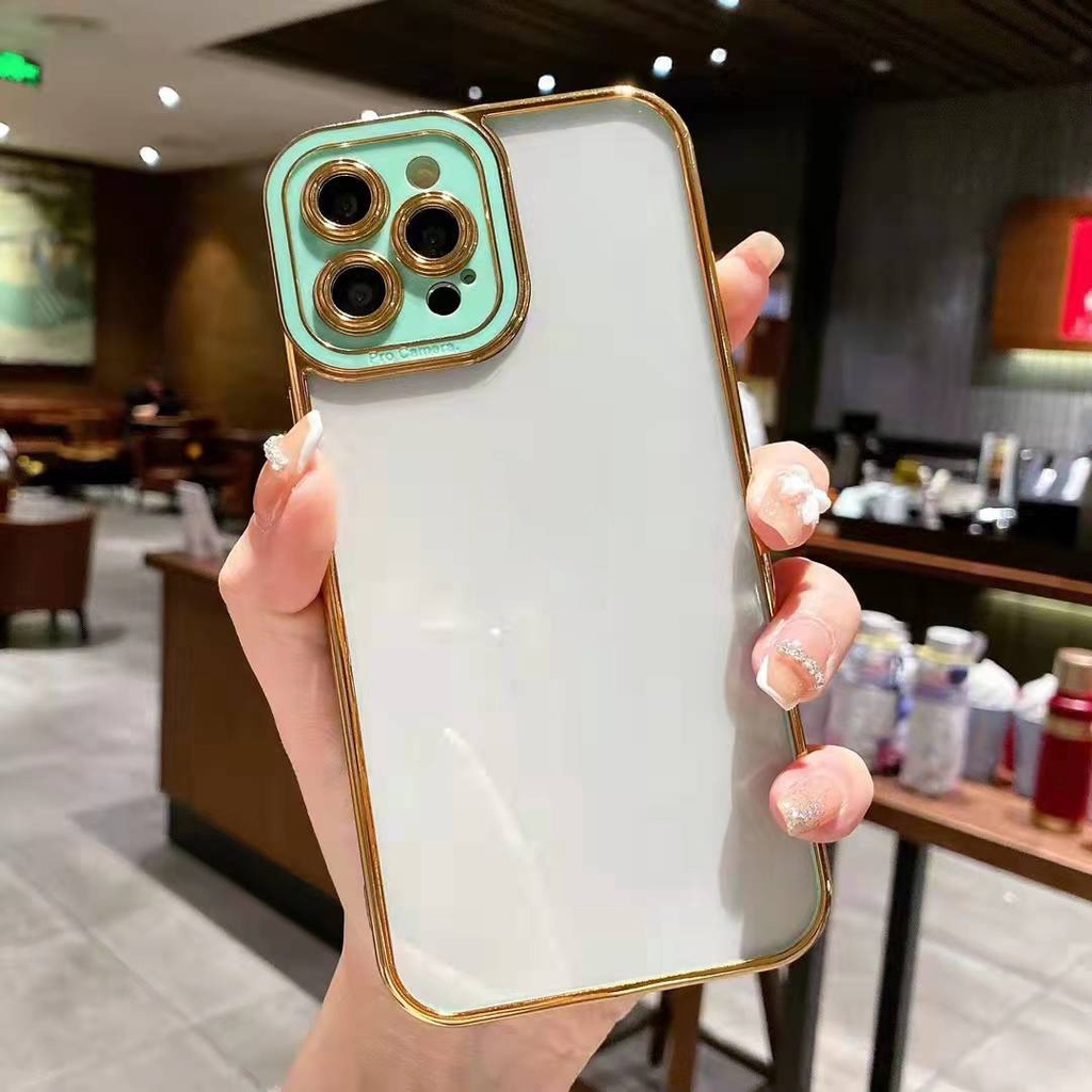 Case Luxury Transparan Protector Camera Iphone For 13 12 11 PRO MAX Hardcase Double Colour Plate