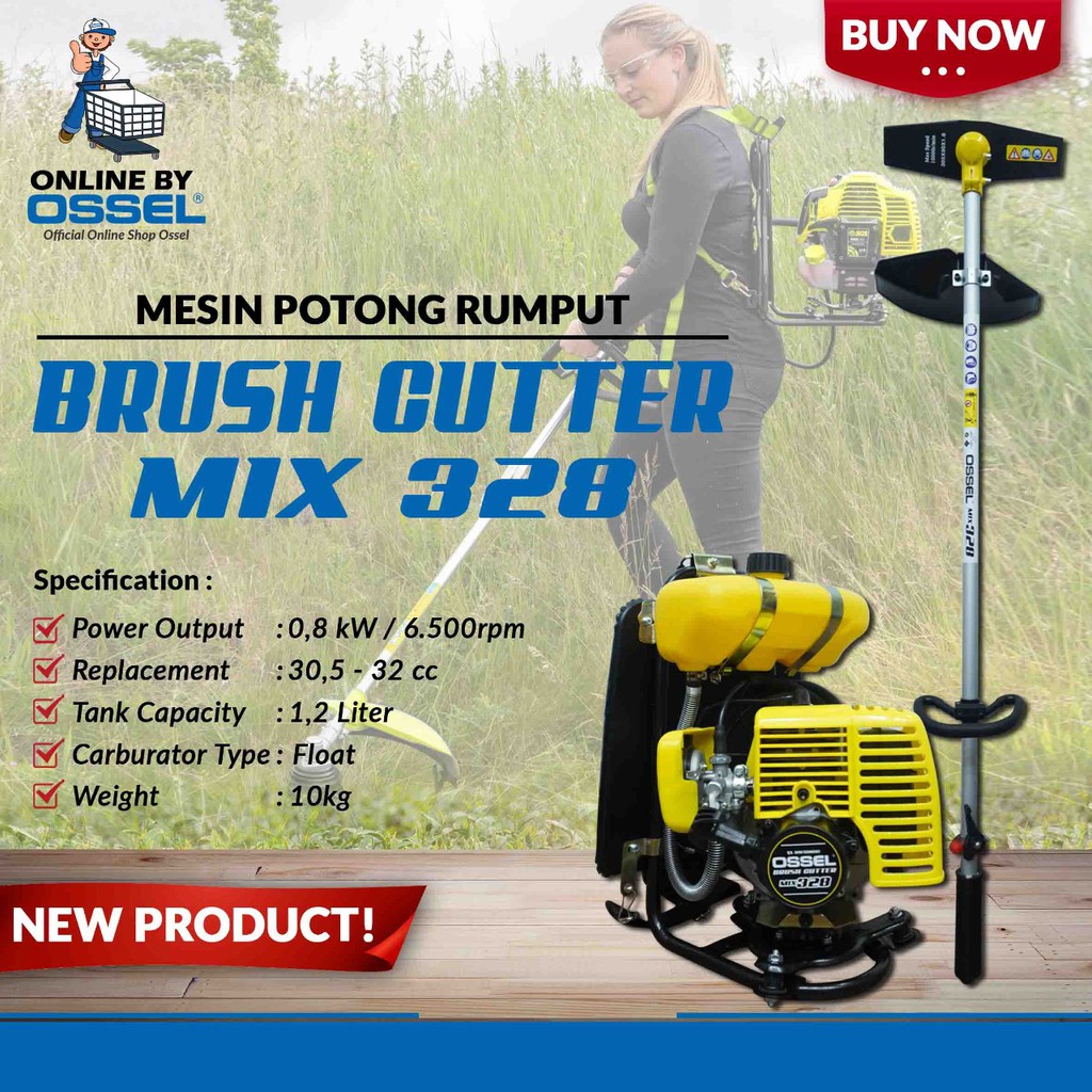 Mesin Potong Rumput Gendong OSSEL 328 Mesin Pemangkas Rumput Pro Ossel 328 Brush Cutter