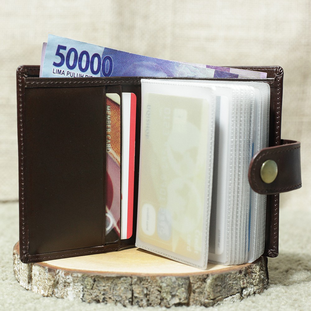 Dompet Kartu Mini Kulit Sapi Asli 16 Slot Card Slot Buat Simpan Uang Original Qi Leather - CH03