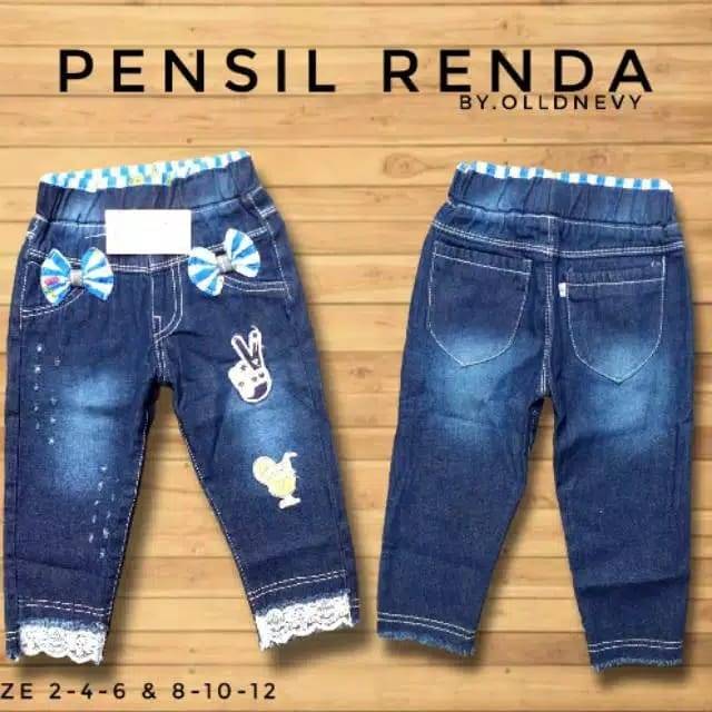 Celana jeans renda anak perempuan