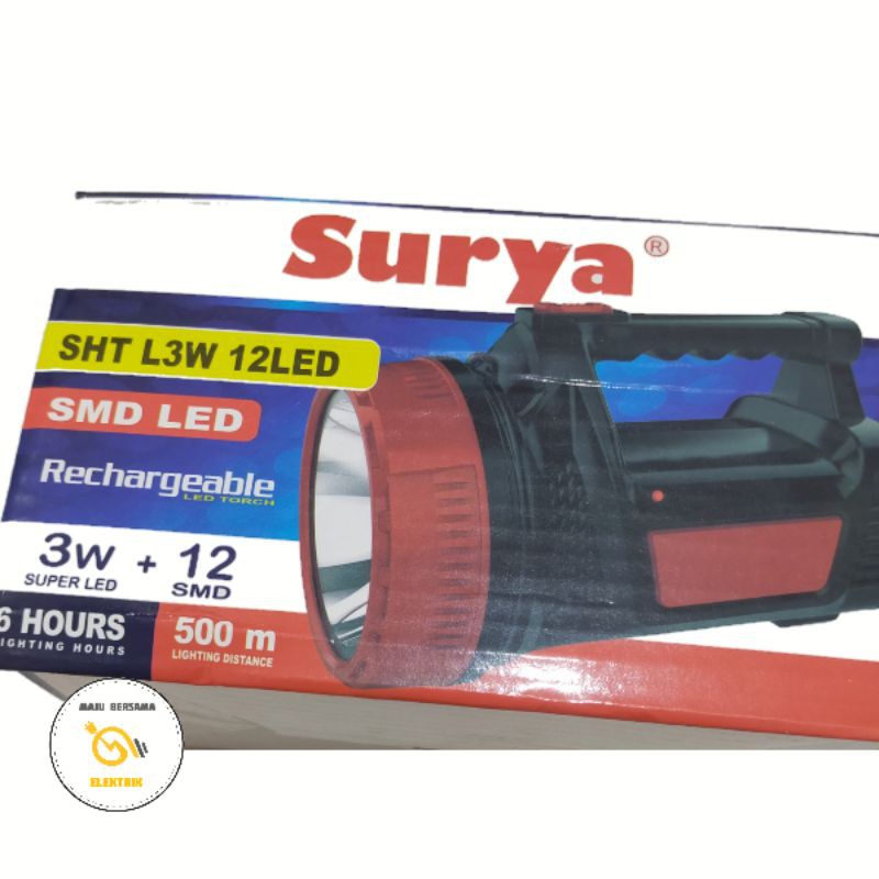 Senter Tangan / Senter Emergency / Senter bagus / Senter Surya SHT L3W 12 LED