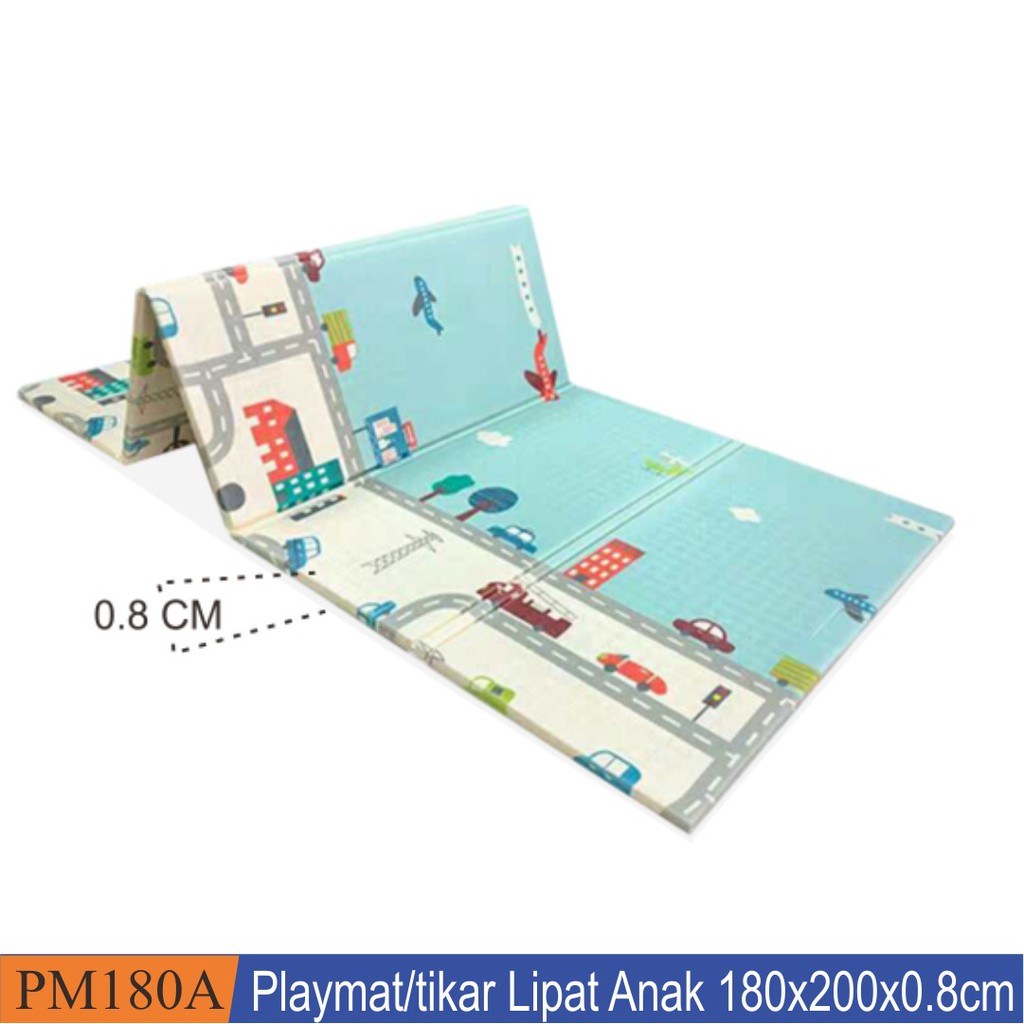[COD]Playmat Premium Anak Bayi Lipat Tebal Double Pad(Bonus Tas) 2 Ukuran/Karpet Anak Playmat Kartun-180 X 200 CM RANDOM