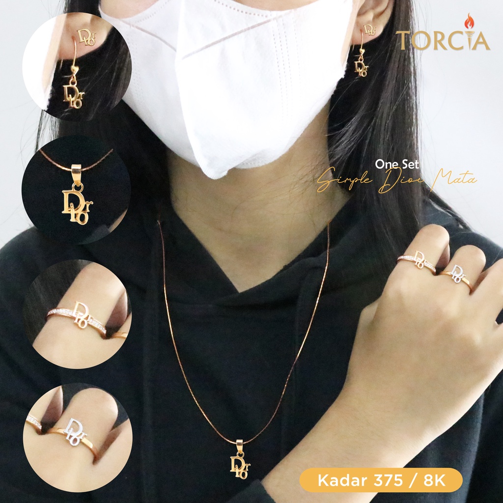One Set Emas Asli Kadar 375 Simple Logo Brand Mata Torcia