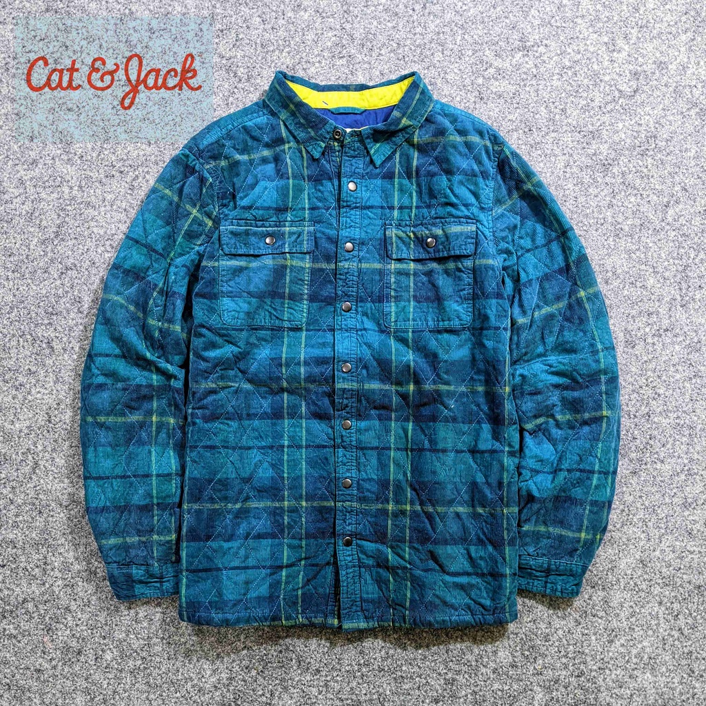 Cat & Jack - Jaket Kemeja Pria Corduroy Anak Dewasa Motif Kotak Kotak Second Bekas Original - JX735