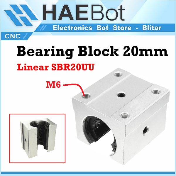 [HAEBOT] SBR20UU SBR20 SBR 20 UU Linear Ball Bearing Block 20mm CNC Rol Rail Slide Bushing Motion 3D Printer Mekanik Slot