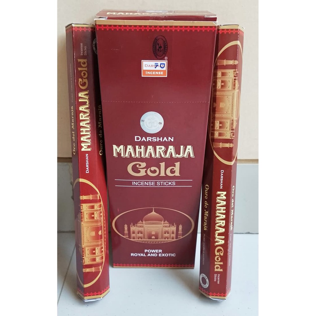 PER SLOP Dupa Hio Maharaja Gold Hexa Kecil Handmade By Darshan India Isi 6 Pack