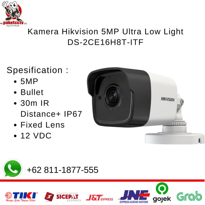 Kamera CCTV Hikvision 5MP Ultra Low Light DS-2CE16H8T-ITF Outdoor