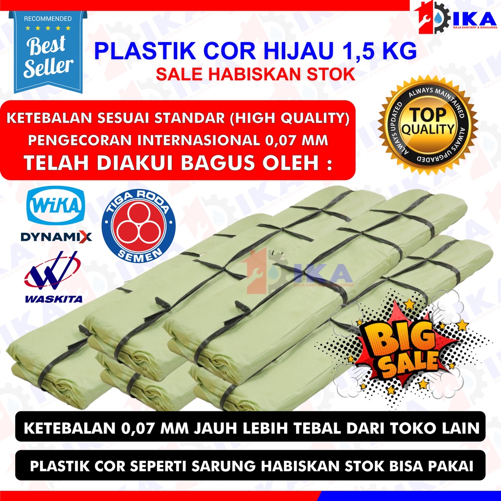 PLASTIK COR HIJAU BUTEK ECER ± 2 KILOGRAM TERMURAH TEBAL / SARUNG PENUTUP / TEBAL 2 LAPIS COVER SHEET