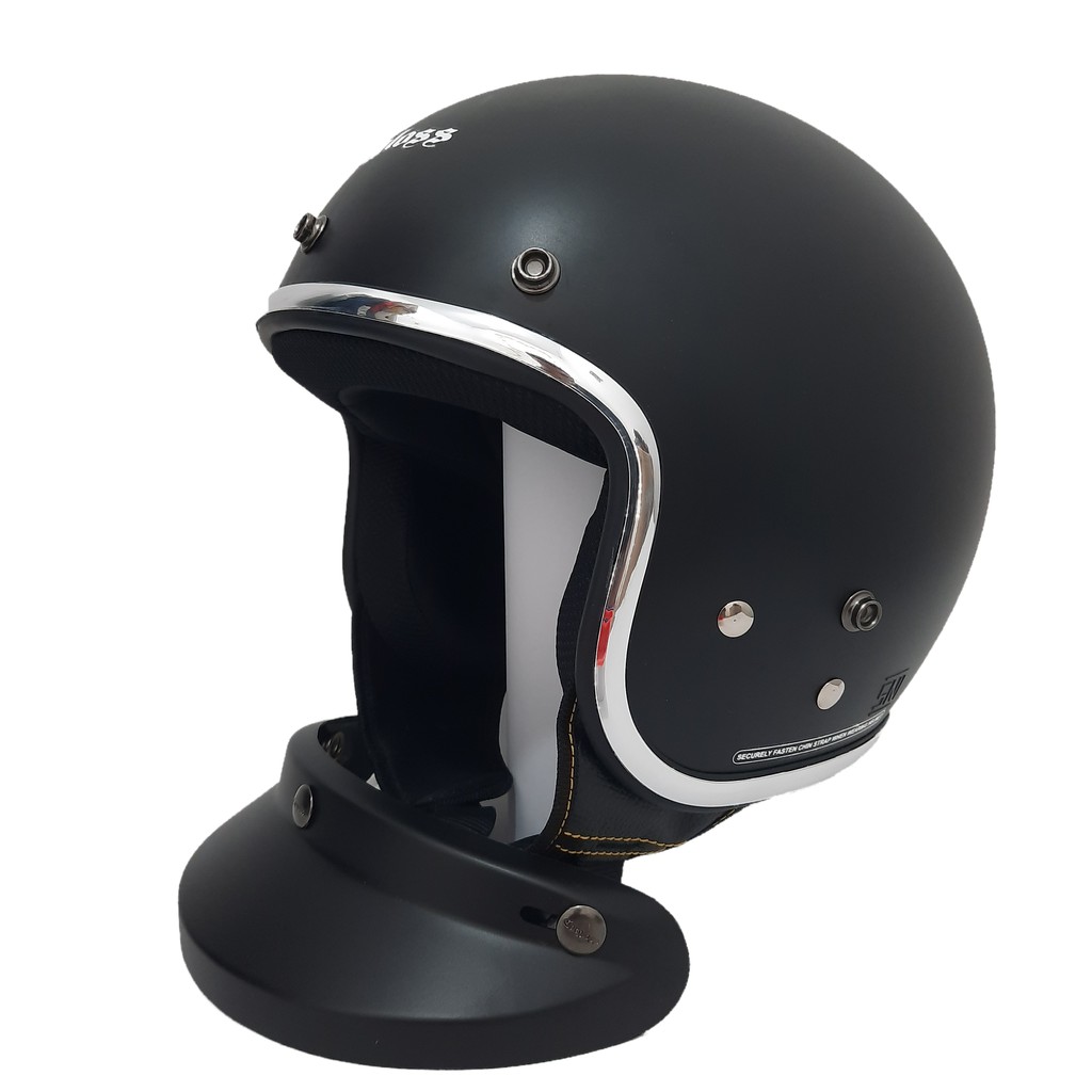 Helm Cargloss Retro Hitam Dof List Croom