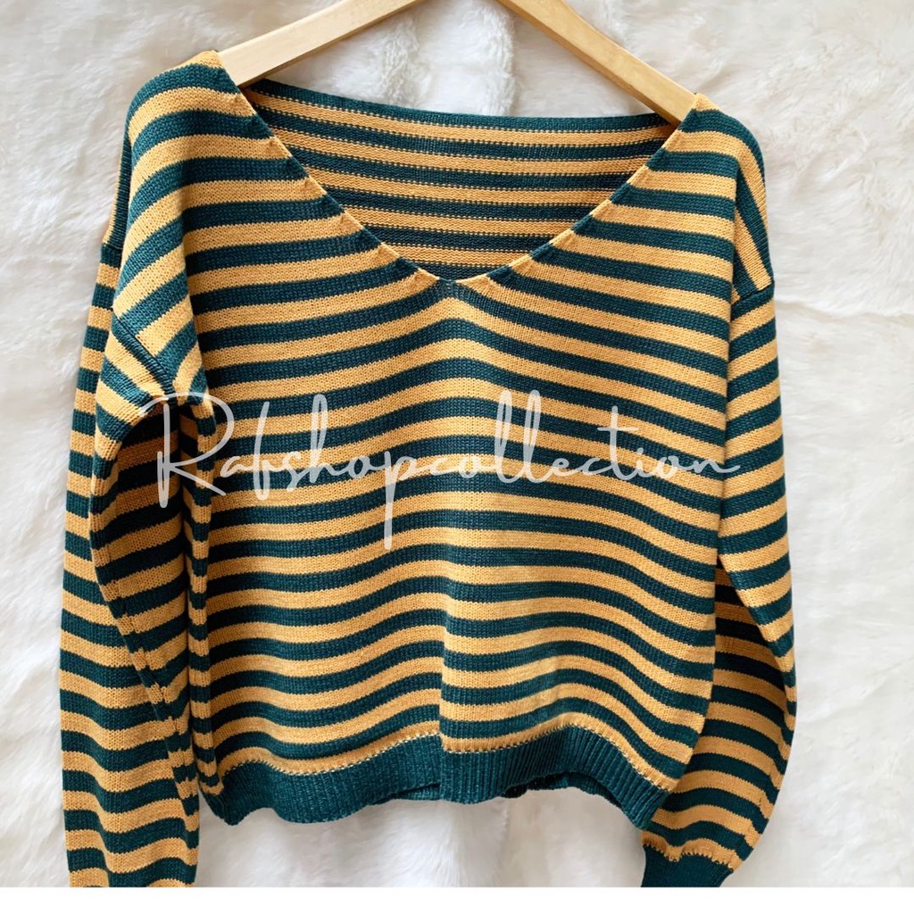 MINI Stripe Blouse_7GET Top Atasan rajut wanita_blouse oversize