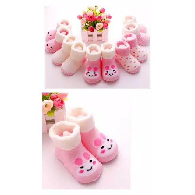 LittleAaron WHITEPINK RABBIT Kaos Kaki Anak Bayi Laki Laki Perempuan Newborn - 2 Tahun Import