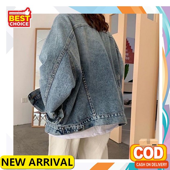 Pakaian Wanita Jaket Jeans Oversize Jacket Jins Cewek Lepis Lewis Kl300 [Karina Jaket Ro] Jaket Wan 