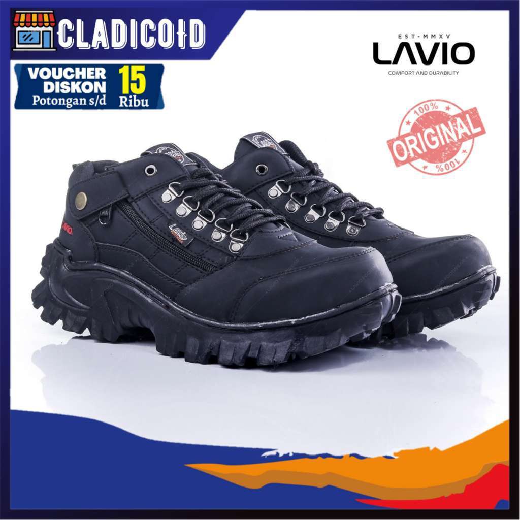 SEPATU SAFETY PRIA BOOTS PENDEK UJUNG BESI KERJA LAPANGAN TOURING OUTDOOR GUNUNG LAVIO E95 BIG SIZE