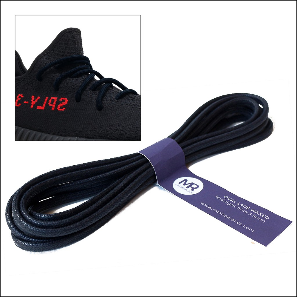 MR Shoelaces FC17 Midnight Blue Tali Sepatu Lilin Oval 3.5mm (Waxed Laces) 50cm 80cm 100cm 120cm 150cm 200cm - Premium Shoelace Biru