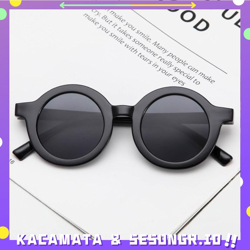 Baby Baby Sunglasses Bingkai Bulat Anak Retro UV400 Purple Anti -Garis - SG