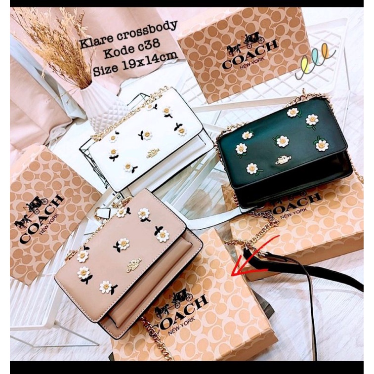 Tas COACH BORDIR BUNGA PREMIUM FREE BOX